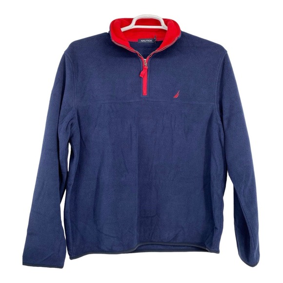 Nautica Vintage Fleece Jacket Men's Blue And‎ Red Size M Pullover - Picture 1 of 7